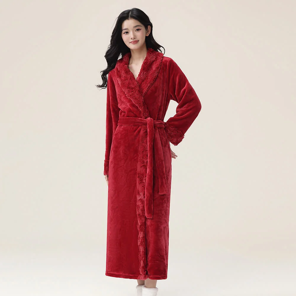 Advanced Ownkoti Minimalist Solid Flannel Plush Robe Natural