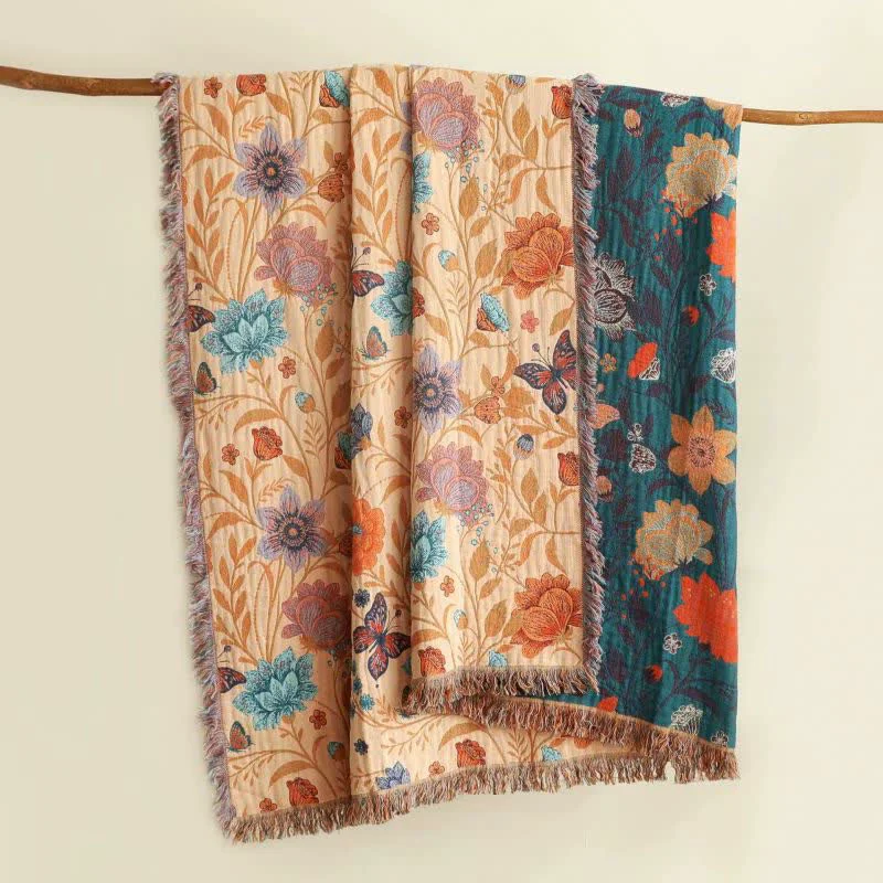 Comfortable Ownkoti Pastoral Butterfly Cotton Tassel Quilt Elegant