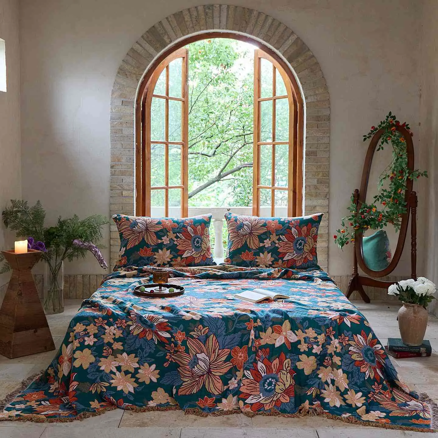 Reliable Ownkoti Flourishing Floral Cotton Tassel Quilt Soft