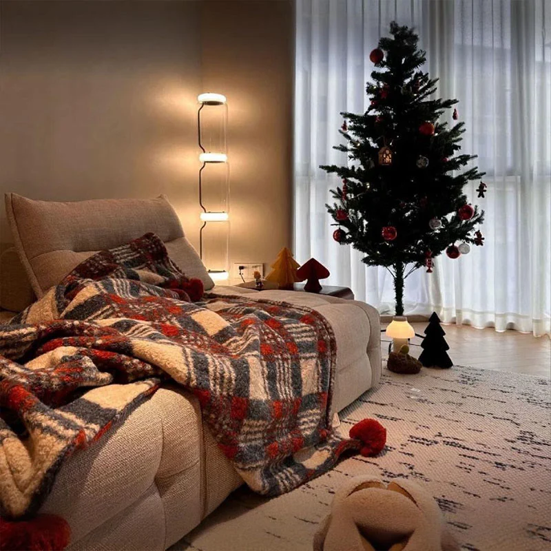 Natural Ownkoti Christmas Plaid Double-Sided Blanket Healthy