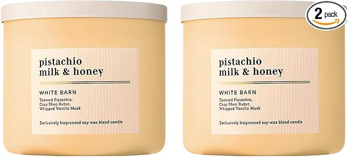 Dependable Bath Body Works 3-Wick Candle Pistachio Milk Honey Candle Strong Throw High-End