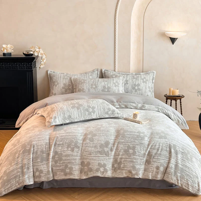 Smooth Cozy Thick Embossed Fleece Bedding Set 4PCS Easy-to-Use