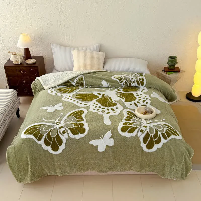 Responsible Ownkoti Nature-Inspired Butterfly Embossed Plush Blanket Detailed