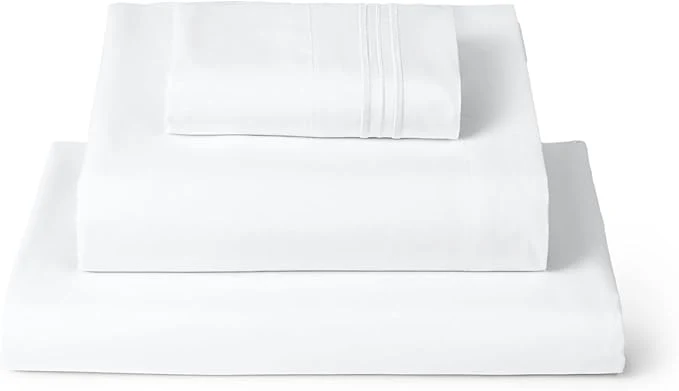 Mellanni Twin Sheets Set - 3 PC Iconic Collection Bedding - Hotel Luxury Extra Soft Cooling Bed Sheets - Wrinkle Fade Stain Resistant Twin White Casual