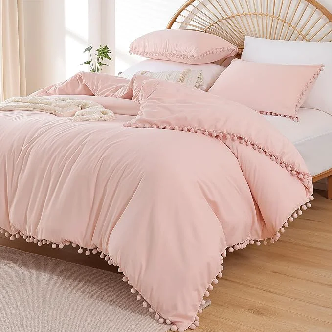 Authentic YIRDDEO Twin Comforter Set - Comforter Twin Size Bed with Ball Pom Fringe Soft Bedding Set for All Seasons - 2 Pieces 1 Comforter 66 quot x90 quot amp 1 Pillow Sham 20 quot x26 quot Blush Exceptional