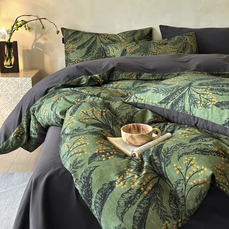 Durable Ownkoti Botanical Brushed Cotton Bedding Set 4PCS Comfortable