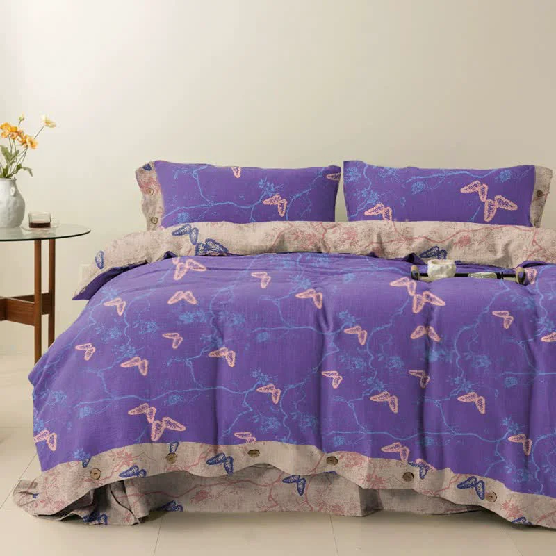 Easy-to-Use Ownkoti Butterfly Cotton Reversible Bedding Set 4PCS Exclusive