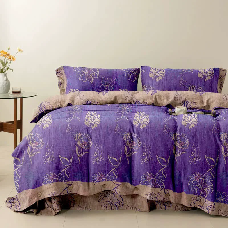 Refined Ownkoti Artistic Peony Cotton Reversible Bedding Set 4PCS Advanced