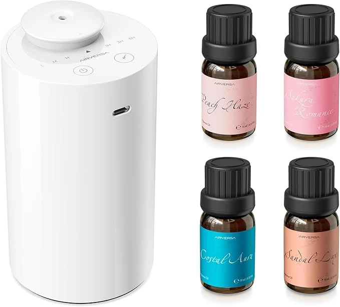 Long-Lasting Airversa Waterless Essential Oil Diffuser Starter Kit Certified