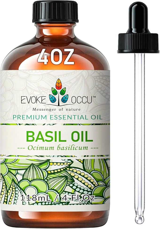 Advanced EVOKE OCCU Basil Essential Oil for Skin Massage Diffuser and Candle Making- 4 Modern