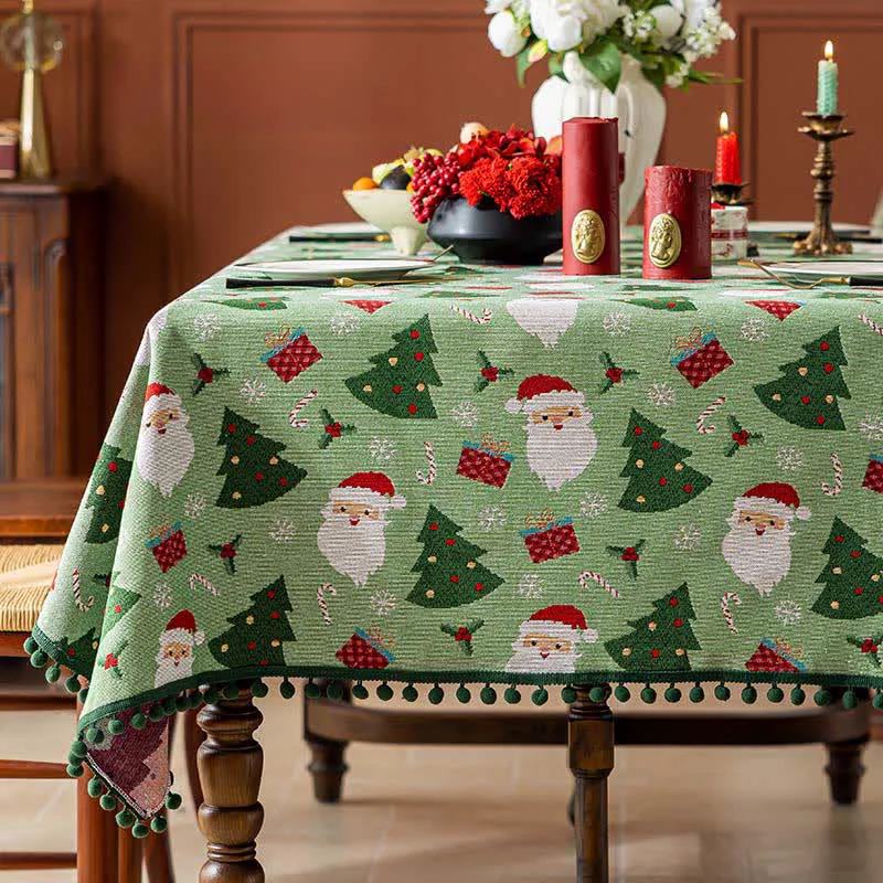 Contemporary Ownkoti Santa Tree Gift Print Christmas Tablecloth Proven
