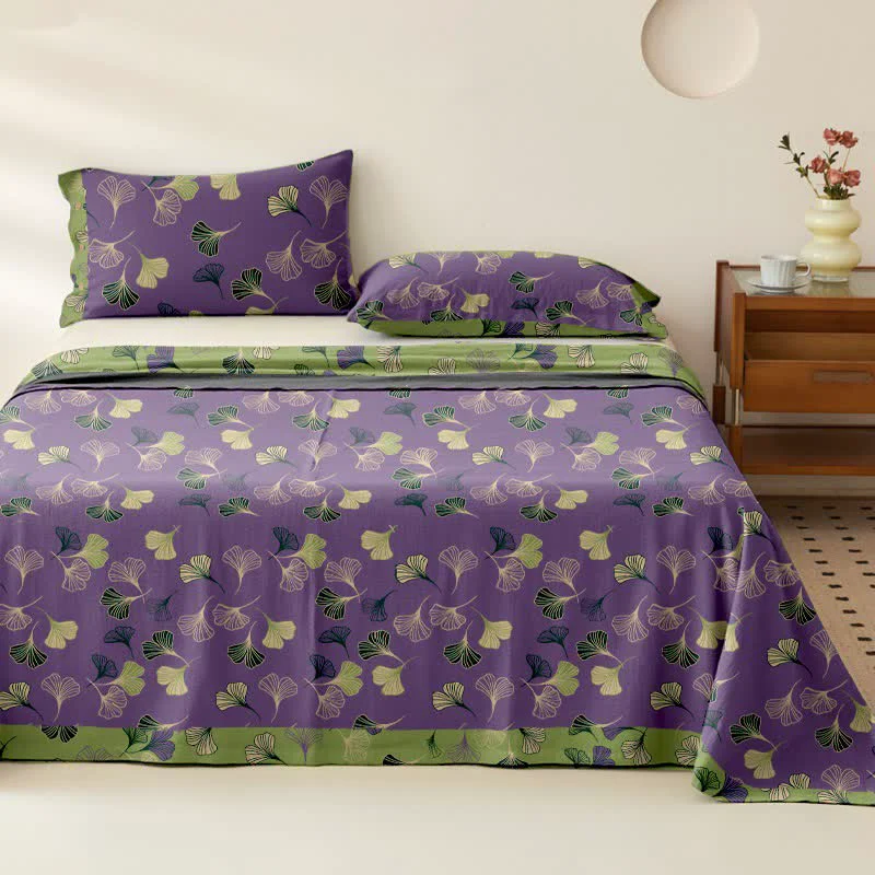 Smart Ownkoti Ginkgo Leaf Cotton Gauze Sheet Bedspread Sustainable