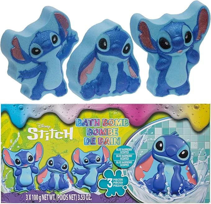 Outstanding Stitch Bath Bombs for Kids Fun Bright Rainbow Colors Raspberry Scented for Environmentally Friendly