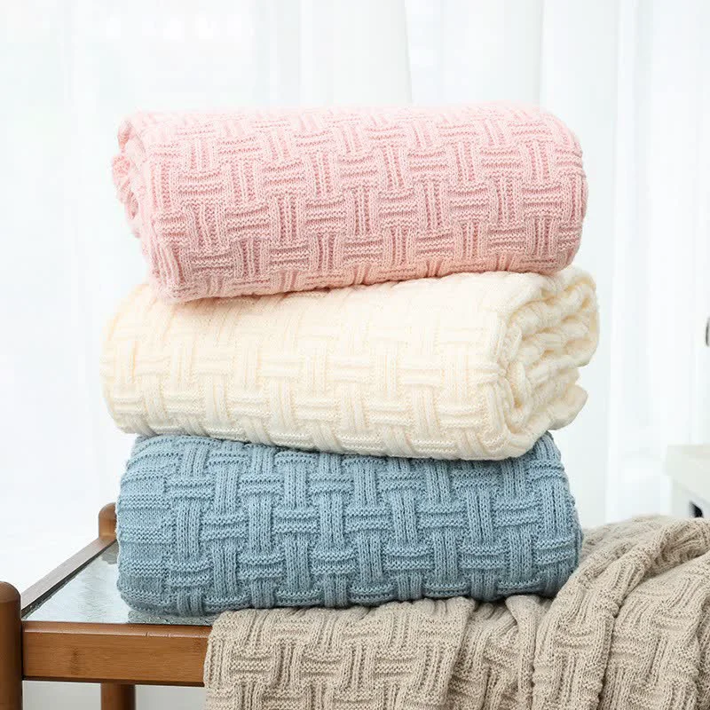 Long-Lasting Ownkoti Solid Knot Textured Knit Throw Blanket Fast