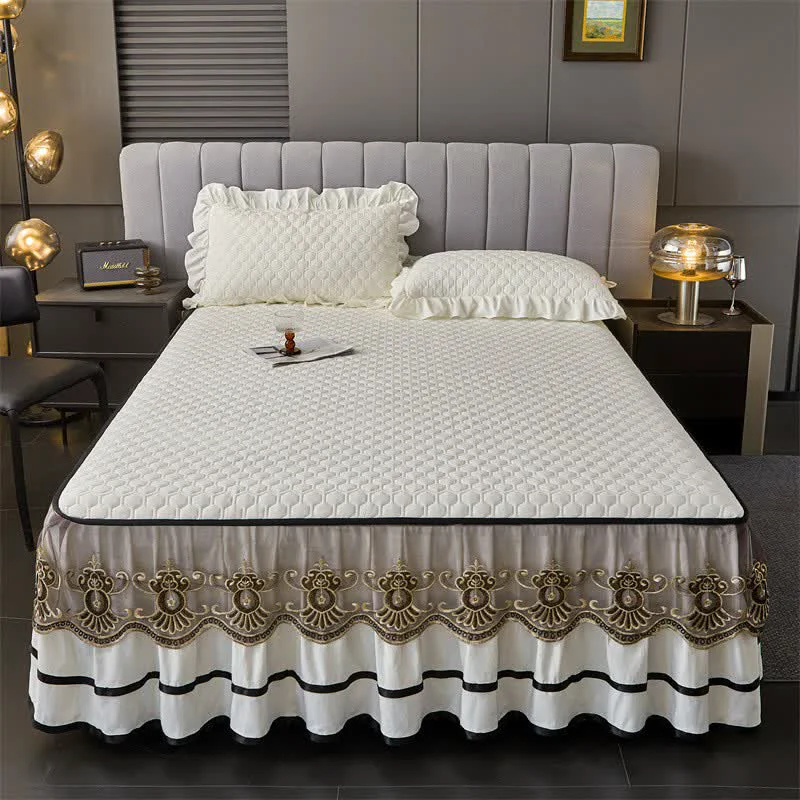 Detailed Ownkoti Quilted Sheet with Removable Bed Skirt Clean