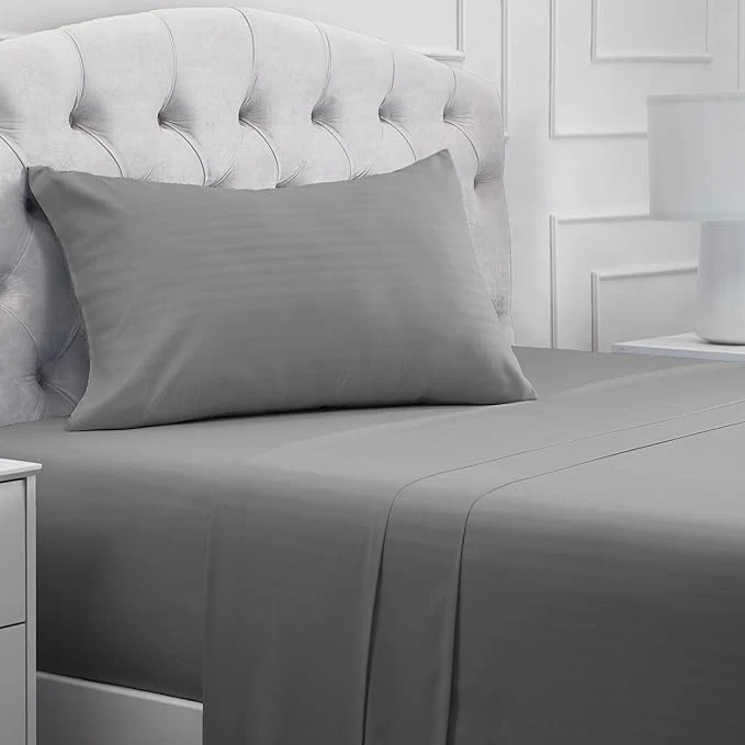 Dependable Mellanni Twin Sheets Set - 3 PC Iconic Collection Bedding - Hotel Luxury Extra Soft Cooling Bed Sheets - Wrinkle Fade Stain Resistant Twin Striped Gray Silver Fast