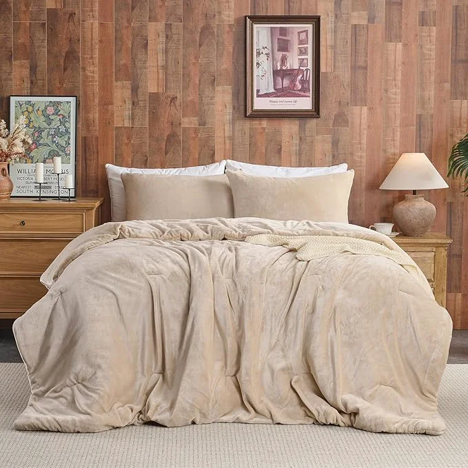 Unique Wajade King Size Comforter Set- 3 Pieces Kahki Bed in A Bag for All Seasons Bedding Set with 1 Comforters and 2 Pillowcases All Seasons Official