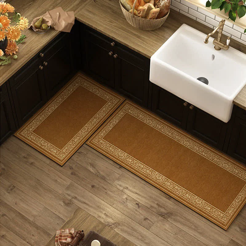 Excellent Ownkoti Diatom Mud Vintage Brown Kitchen Rug Expertly Made