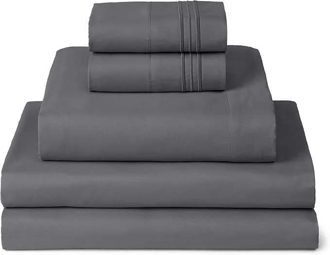 Proven Mellanni Split King Sheets Set - 5 PC Iconic Collection Bedding - Hotel Luxury Extra Soft Cooling Bed Sheets - Wrinkle Fade Stain Resistant Split King Gray Premium Material