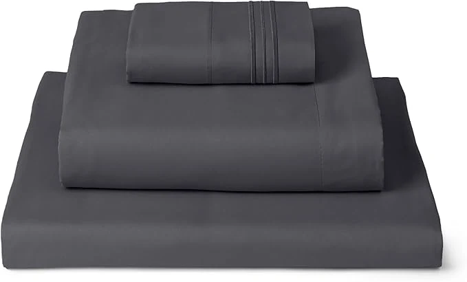 Original Design Mellanni Twin Sheets Set - 3 PC Iconic Collection Bedding - Hotel Luxury Extra Soft Cooling Bed Sheets - Wrinkle Fade Stain Resistant Twin Charcoal Prestigious