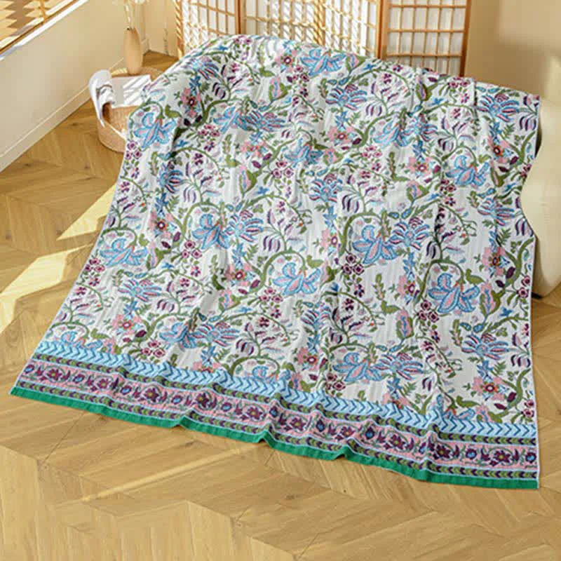 Authentic Ownkoti Floral Branch Pure Cotton Gauze Blanket Traditional