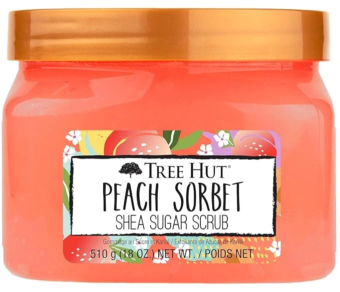 User-Friendly Tree Hut Peach Sorbet Shea Sugar Scrub Exfoliating Hydrating Moisturizing Fine Crafted