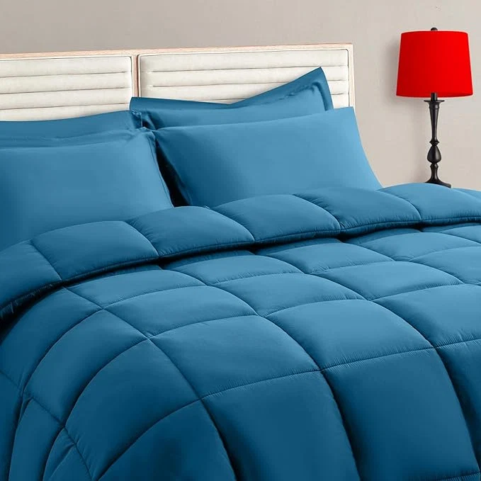 First-Class TAIMIT Teal Full Size Comforter Set - 7 Pieces Bed in a Bag Bedding Sets with All Season Soft Quilted Warm Fluffy Reversible Comforter Flat Sheet Fitted Sheet 2 Pillow Shams 2 Pillowcases Outstanding