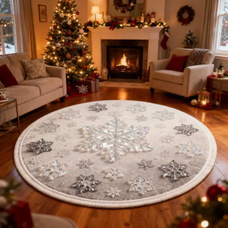 Dependable Ownkoti Christmas Snowflake 3D Effect Rug High-Grade