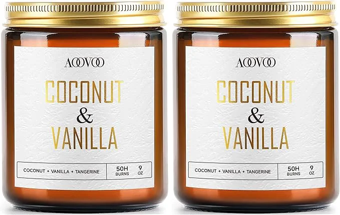Superior AOOVOO Coconut Vanilla Candles - 9 oz Scented Candles Easy-to-Use