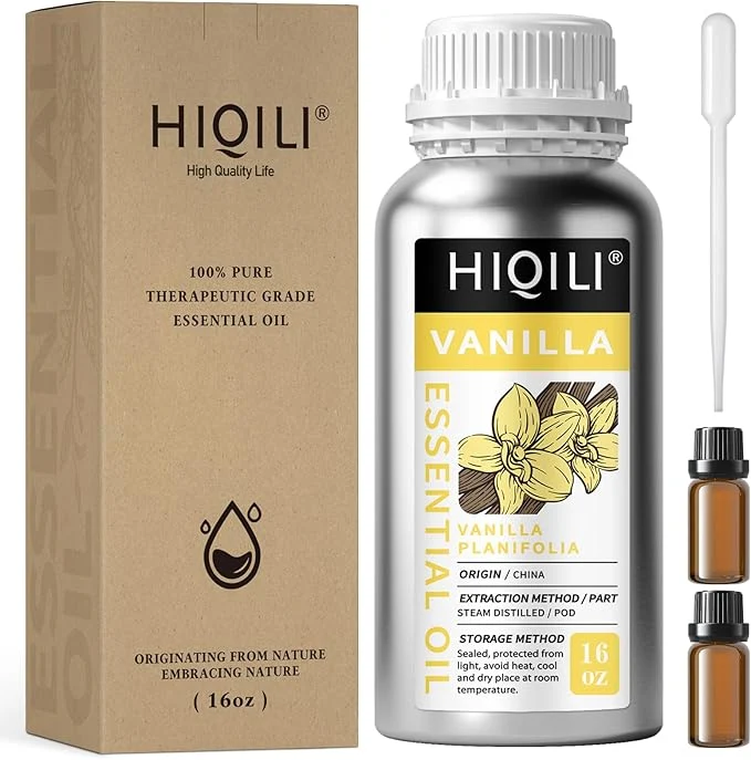 Minimalist HIQILI 16 Ounces Vanilla Essential Oil Strong Fragrance Superior