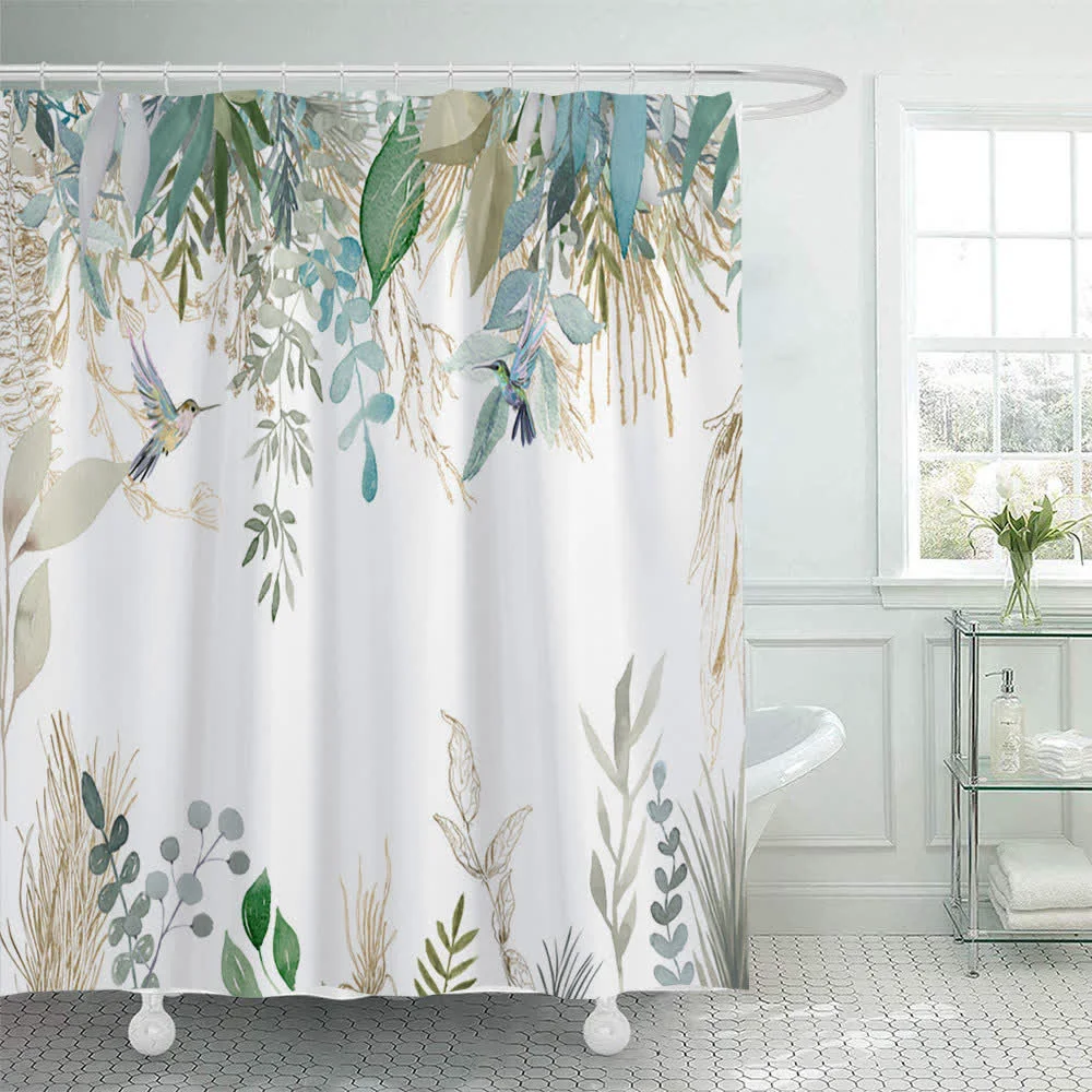 Authentic Ownkoti Botanical Bird Print Shower Curtain Reliable