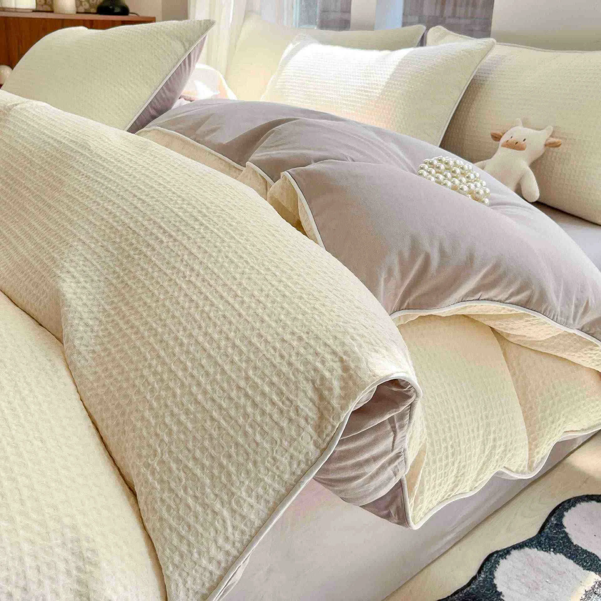 Effective Ownkoti Minimalist Waffle Cotton Bedding Set Natural