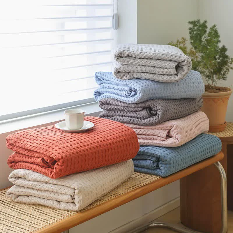 Genuine Ownkoti Solid Waffle Cotton Gauze Blanket Verified
