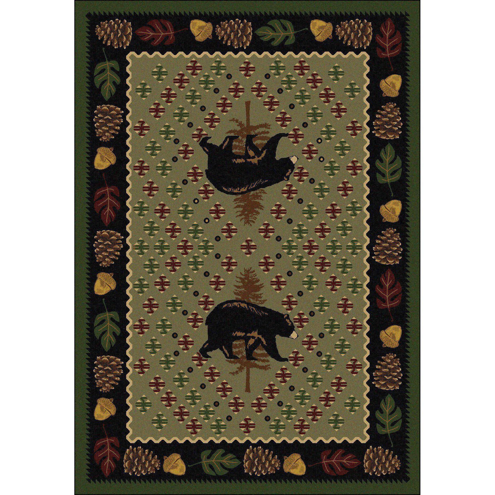 Efficient Picnic Bear Rug – Green Relaxed
