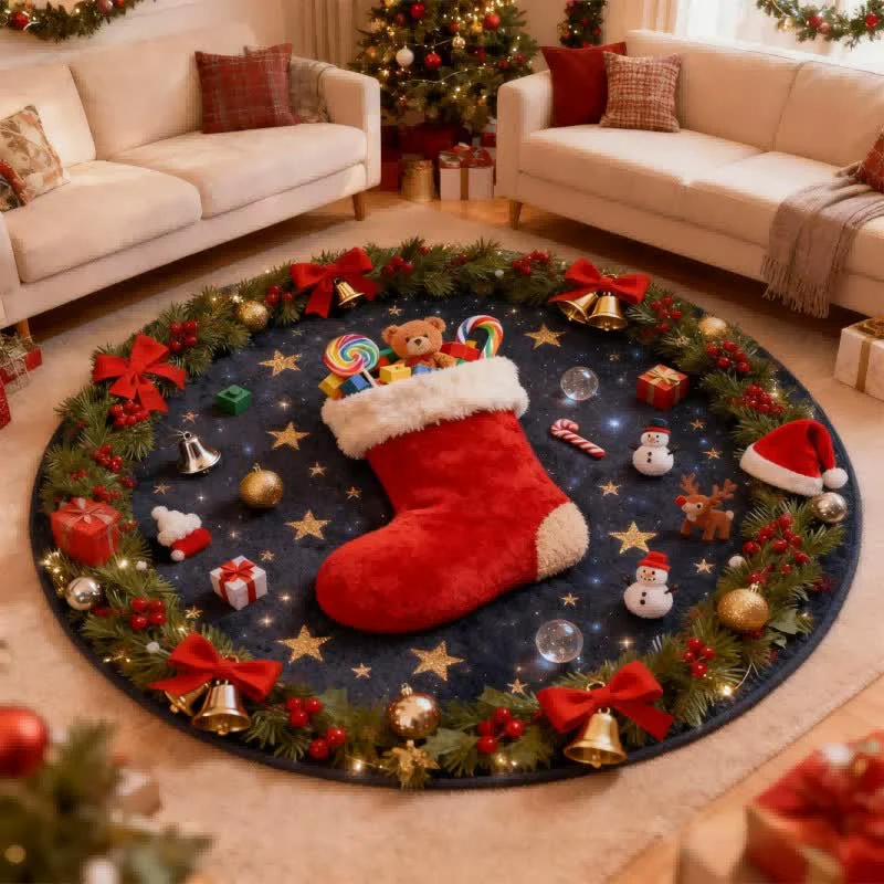 Stylish Ownkoti Christmas-themed Stockings 3D Effect Rug Premium