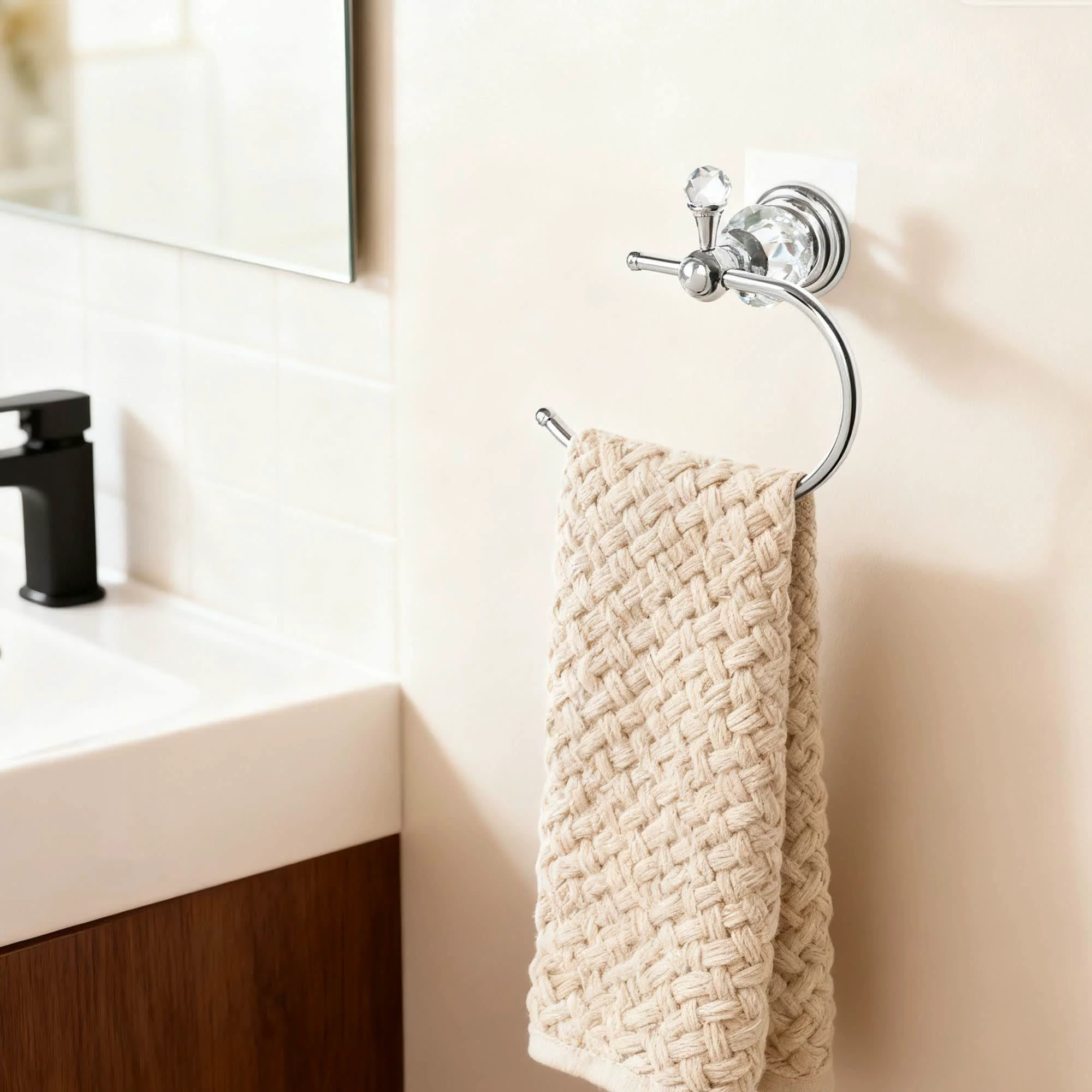 Secure Ownkoti Modern Crystal Chrome Towel Holder Detailed