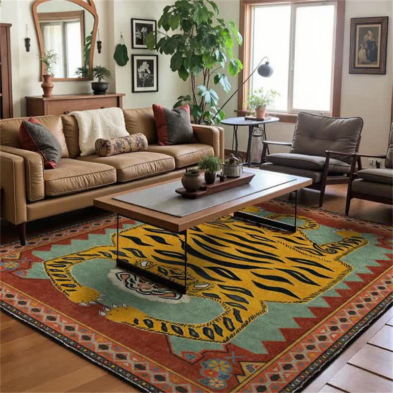Traditional Ownkoti Tibetan Tiger Foladable Rectangle Area Rug Recyclable