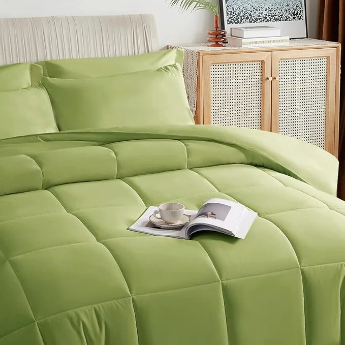 Reliable TAIMIT Sage Green Full Size Comforter Set - 7 Pieces Bed in a Bag Bedding Sets with All Season Soft Quilted Warm Fluffy Reversible Comforter Flat Sheet Fitted Sheet 2 Pillow Shams 2 Pillowcases Prestigious