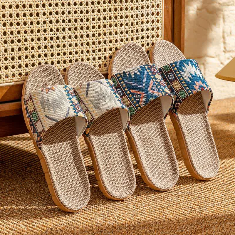 Minimalist Ownkoti Ethnic Style Rattan House Slippers Environmentally Friendly