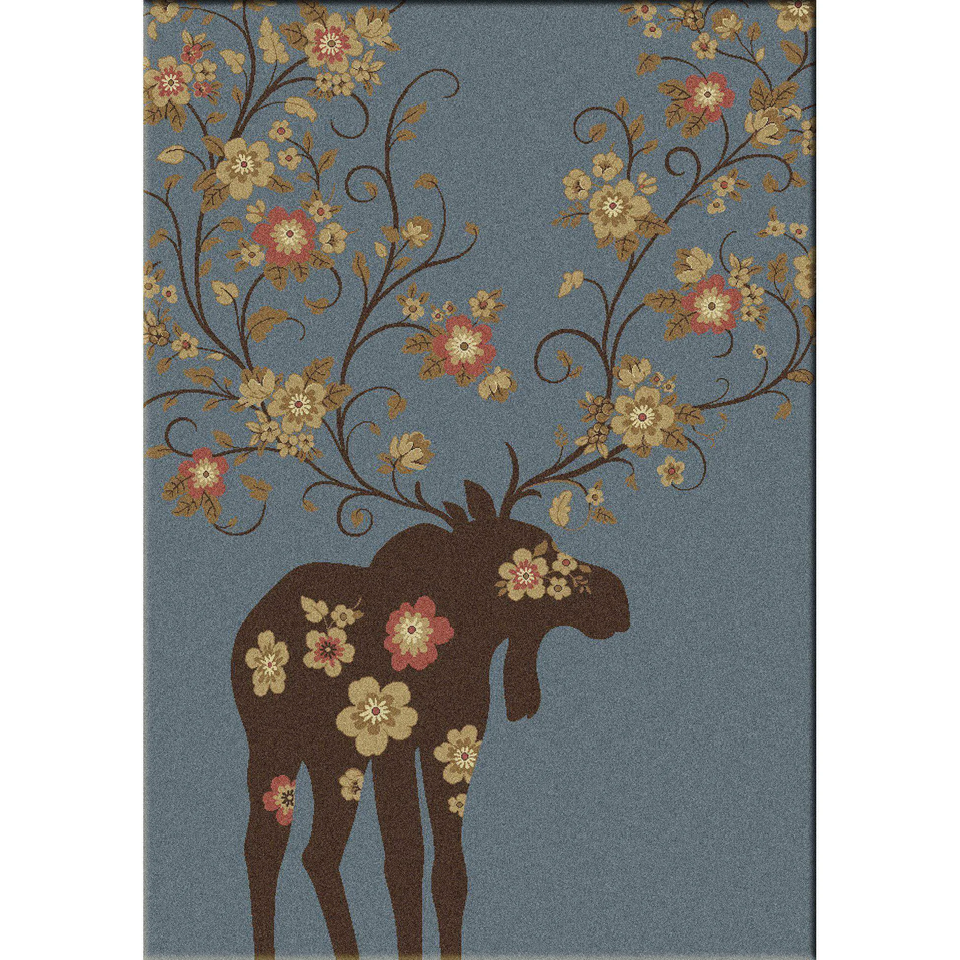Optimized Springtime Moose Rug – Blue Prestigious