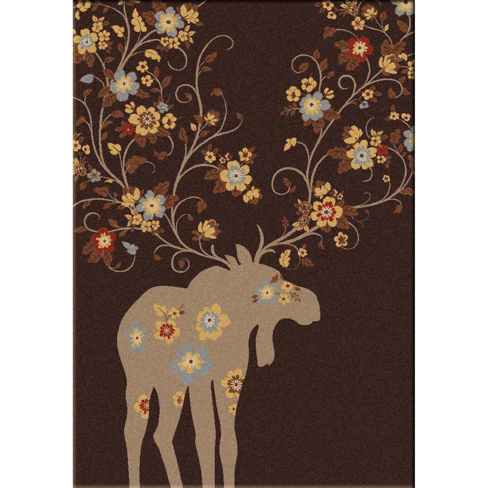 Recyclable Springtime Moose Rug – Chocolate Authentic