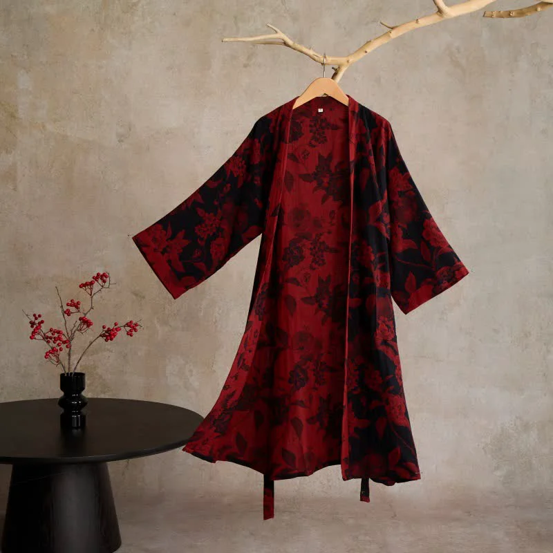 Excellent Ownkoti Peony Cotton Jacquard Kimono Robe Authentic