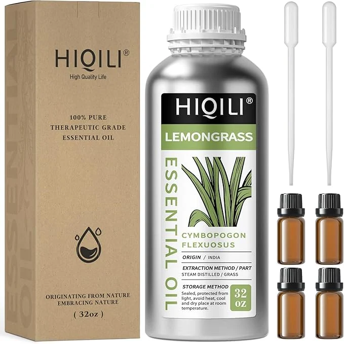 Practical HIQILI 32 Fl Oz Lemongrass Essential Oil Pure Natural Undiluted Premium High-End
