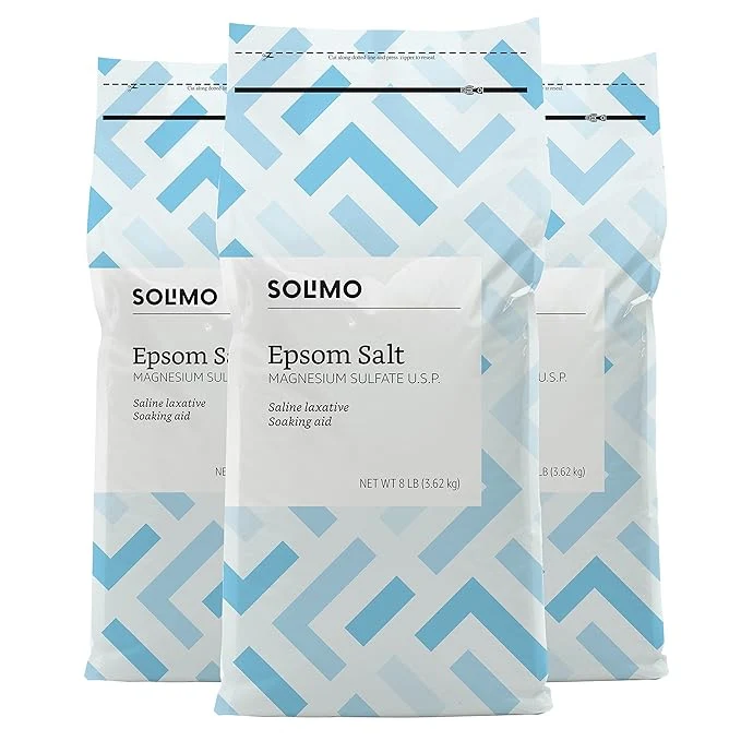 Enhanced Amazon Brand - Solimo Epsom Salt Soak Magnesium Sulfate USP Relaxing Bath Exceptional