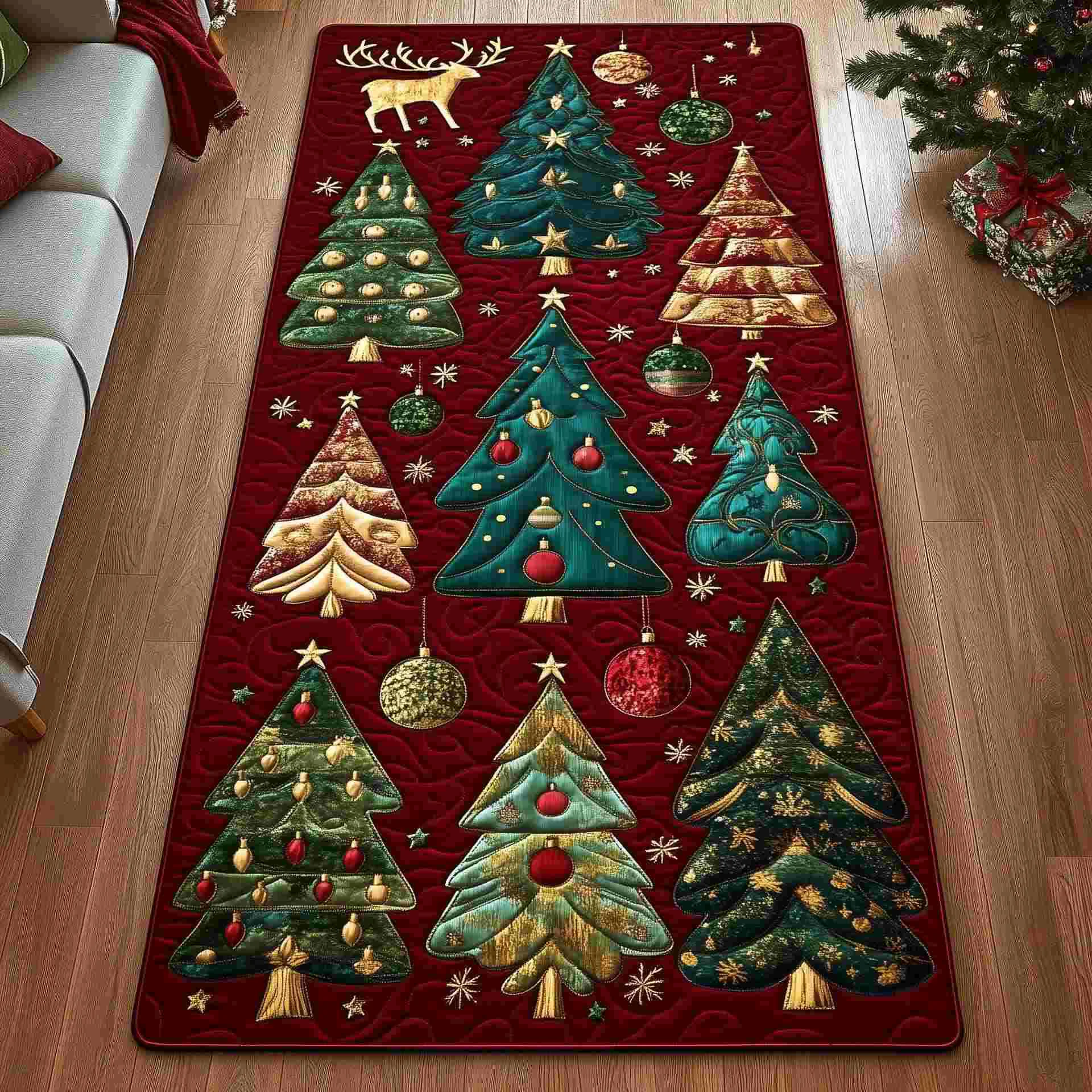 Healthy Ownkoti Christmas Tree Inspired Decorative Rug Convenient