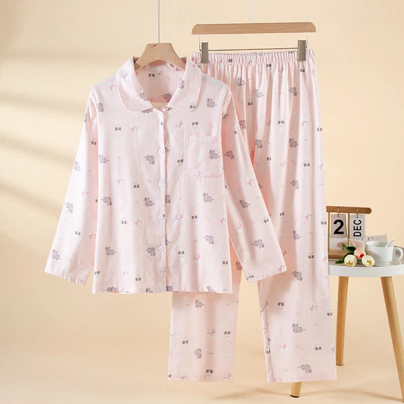 Environmentally Friendly Ownkoti Cute Dog Cat Brushed Cotton Loungewear Set Clean