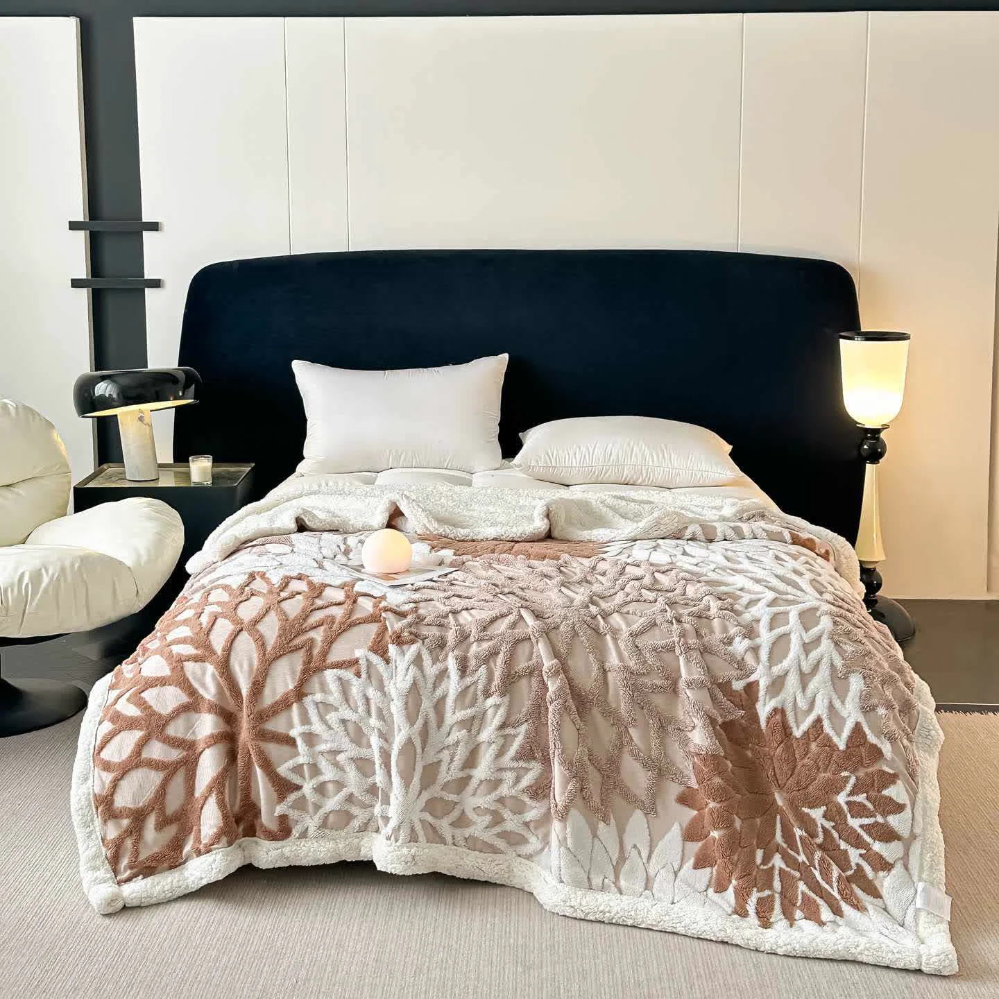 Safe Ownkoti Floral-inspired Jacquard Sherpa Blanket Proven