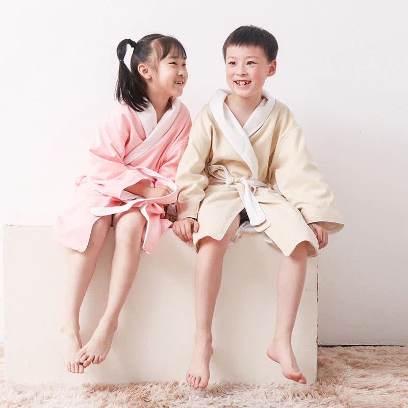Consistent Ownkoti Minimalist Solid Color Pocket Child Bathrobe Genuine