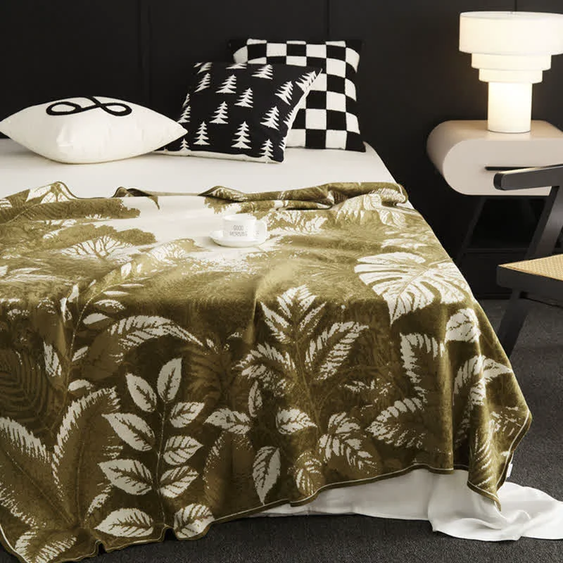 Fashionable Ownkoti Jacquard Retro Multi-functional Throw Blanket Natural