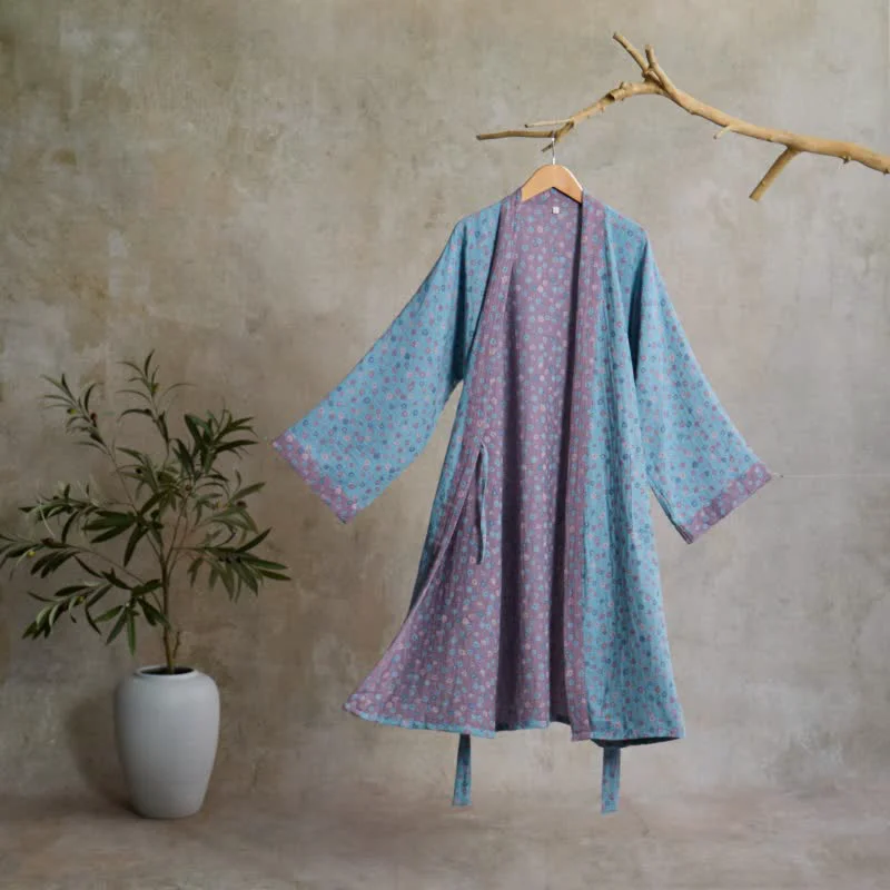 Refined Ownkoti Rustic Floral Jacquard Cotton Kimono Robe First-Class